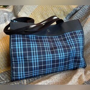 Burberry Blue and Black Plaid Tote